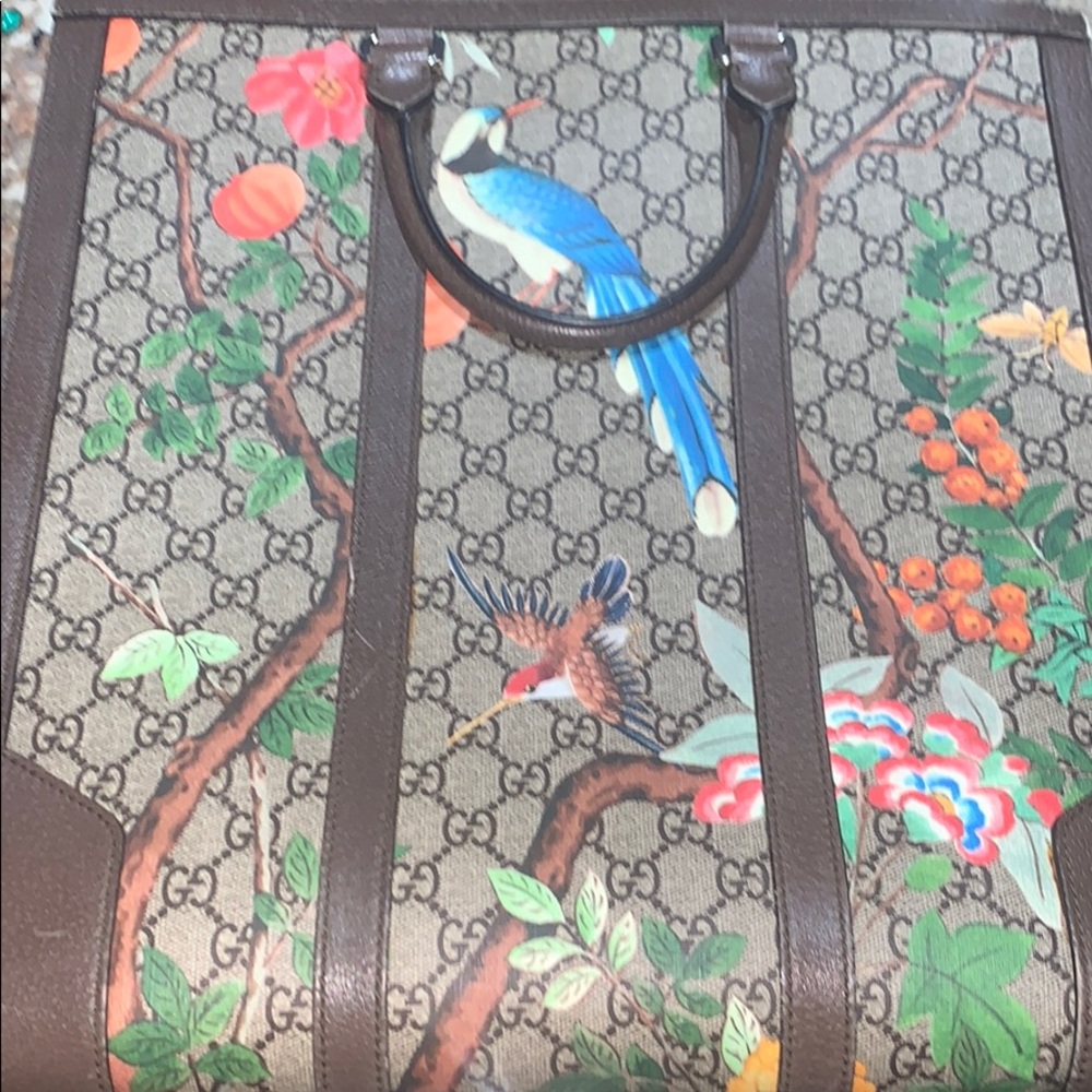 Gucci Monogram Print Brown Gg Supreme Canvas Tote